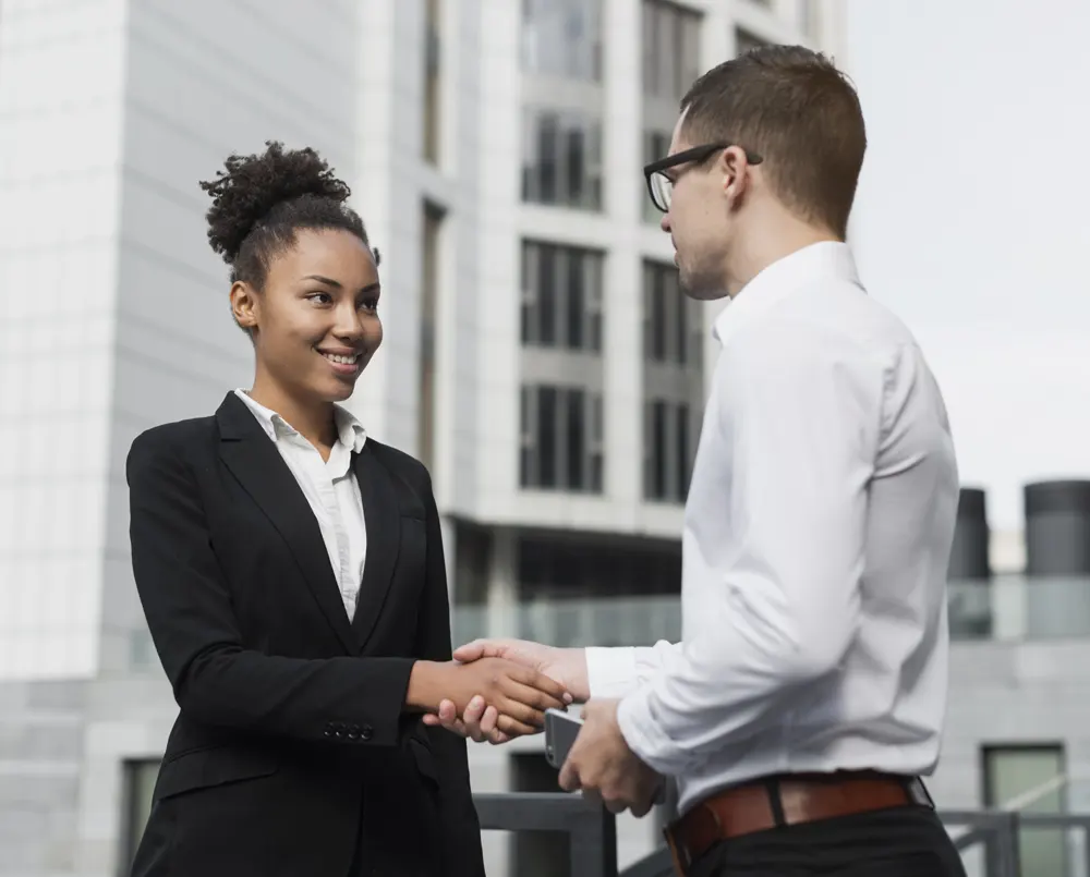 Man Woman Shaking Hands