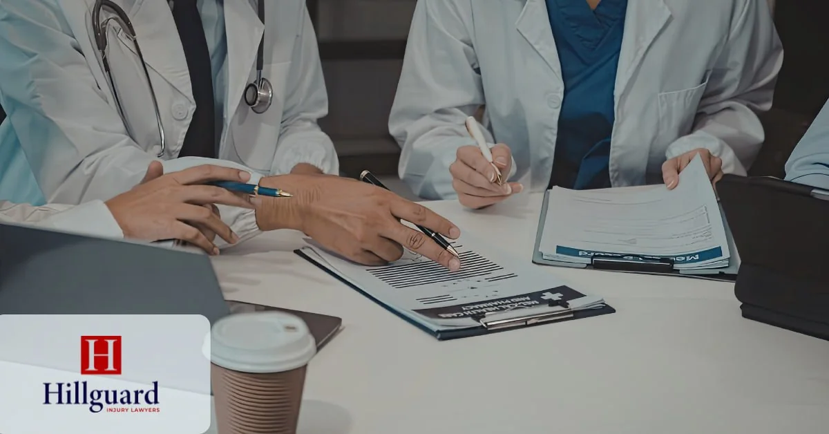 Medical professionals reviewing records — injury severity affects case value