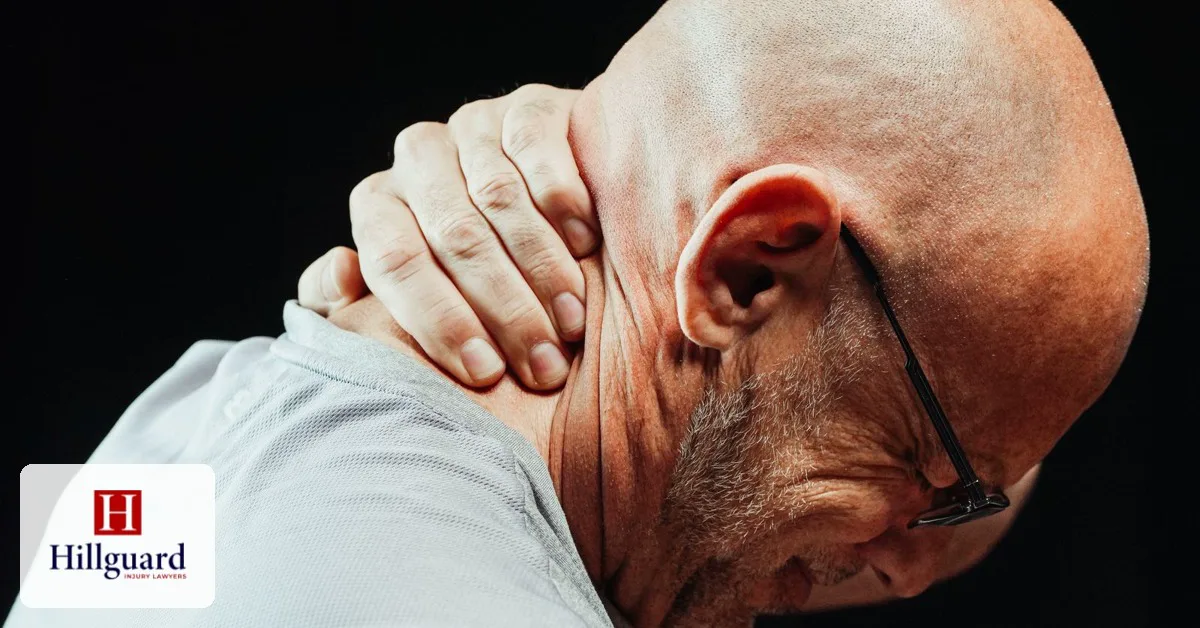 Man holding his neck in pain after a car accident