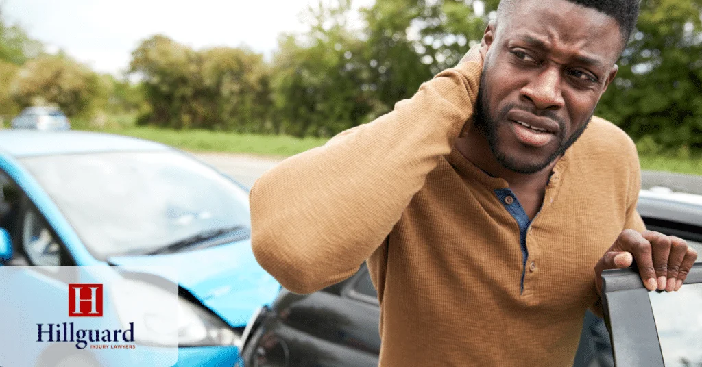 Man with neck pain after a California car accident.