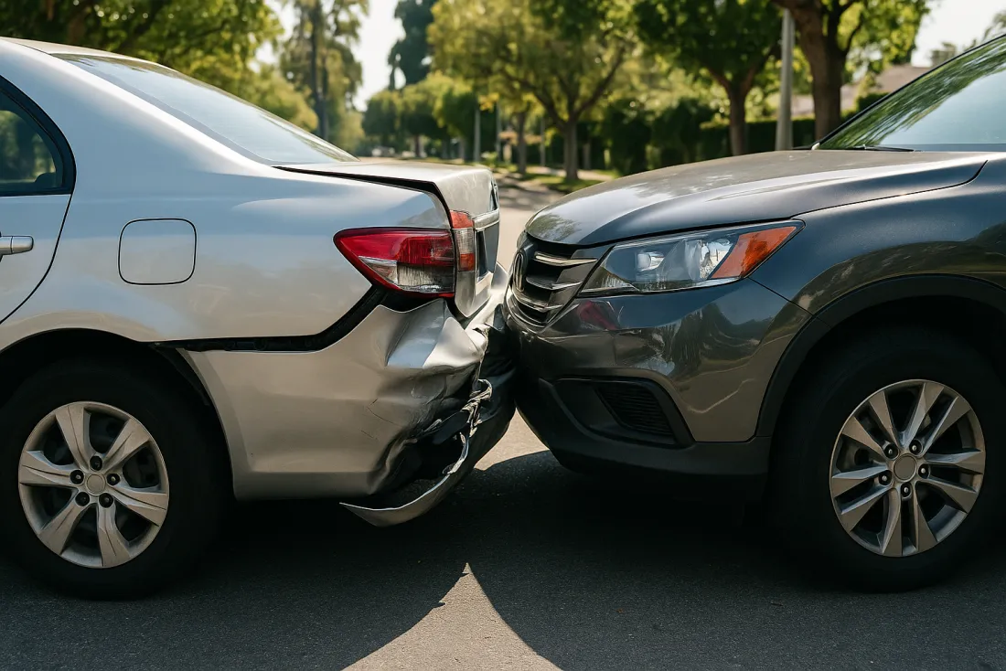 Rear-end collision on a suburban Thousand Oaks road